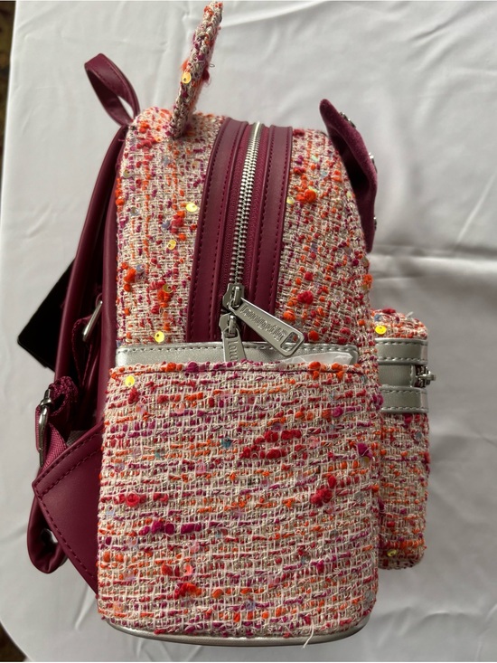 Loungefly Disney Pink Boule Fabric Minnie Mouse Ears Mini Backpack Tweed NWT main image 5